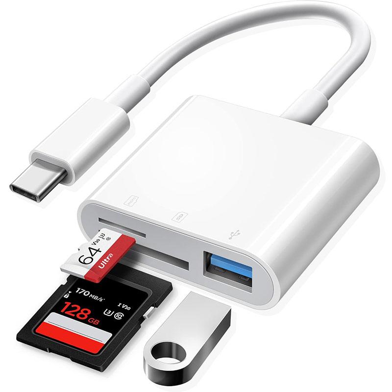 3-in-1-Adapter Typ-C, Tf, Cf, Sd, Speicherkartenleser, Rekorder, Compact Flash USB-C, Pro, Macbook