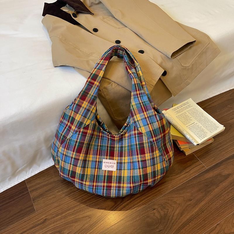 Womens Plaid Hobo Bag Casual Shoulder Handbag Large Tote Purse for Travel