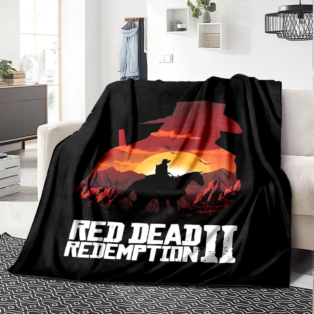 1pc Red Dead Redemption Blanket, Gift, for Men and Women, Soft Blanket, Good for Sofa Bed Couch Travel, Lightweight Flannel Blanket