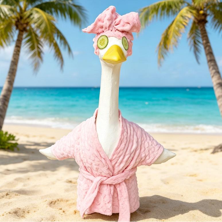 Vacation Bathrobe Porch Goose Costume Funny Outdoor Garden Decoration Dress Up Kit