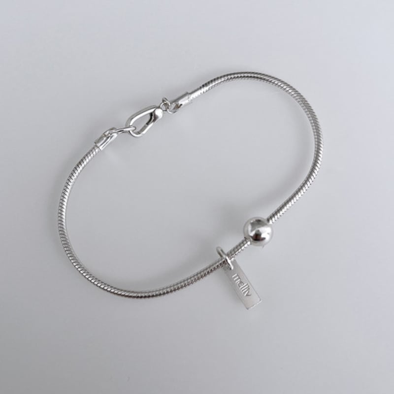 

Melliv Silver Ball Point Square Tag Snake Chain Bracelet_mvb08 About 18cm