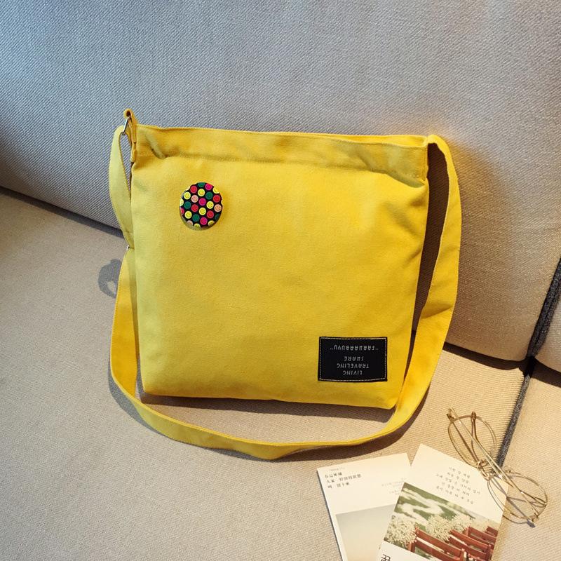 One-shoulder Portable Fresh Canvas Bag, Zipper Simple Casual Large-capacity Shopping Bag