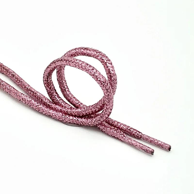 Round Shiny Metallic Glitter Shoelaces Gold Silver Silk Shoe Laces Canvas Casual Colorful Gradient Sneakers Shoelace