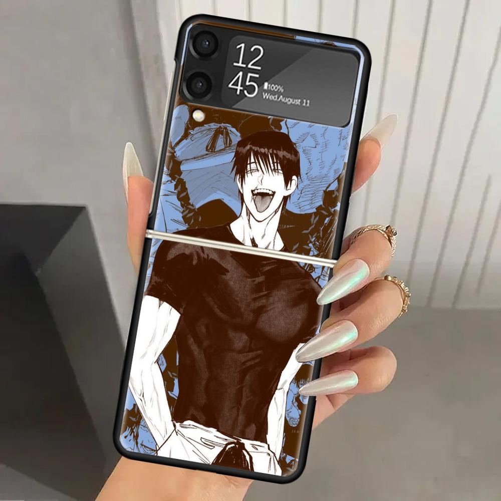 Jujutsus Fushiguro Toji Harte PC-Handyhülle Für Samsung Galaxy Z Flip 7 6 5 4 3 Schwarz ZFlip7 ZFlip6 Flip5 Flip4 Flip3 5G Druck Co