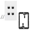 Reliable Wall Plate with Multiple Port, US Faceplates, White Ethernet Wall Outlet Cat7 Face Plate for Keystones Couplers