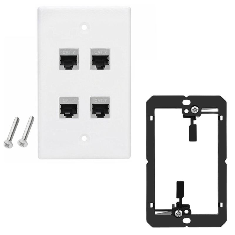 Reliable Wall Plate with Multiple Port, US Faceplates, White Ethernet Wall Outlet Cat7 Face Plate for Keystones Couplers