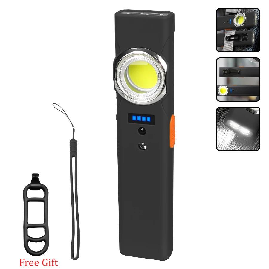 Magnetic Dual Light Flashlight 600 LM Rechargeable Torch, 6 Modes Portable Work Lamp for Job Site/Emergency/Camping/Outdoor Use