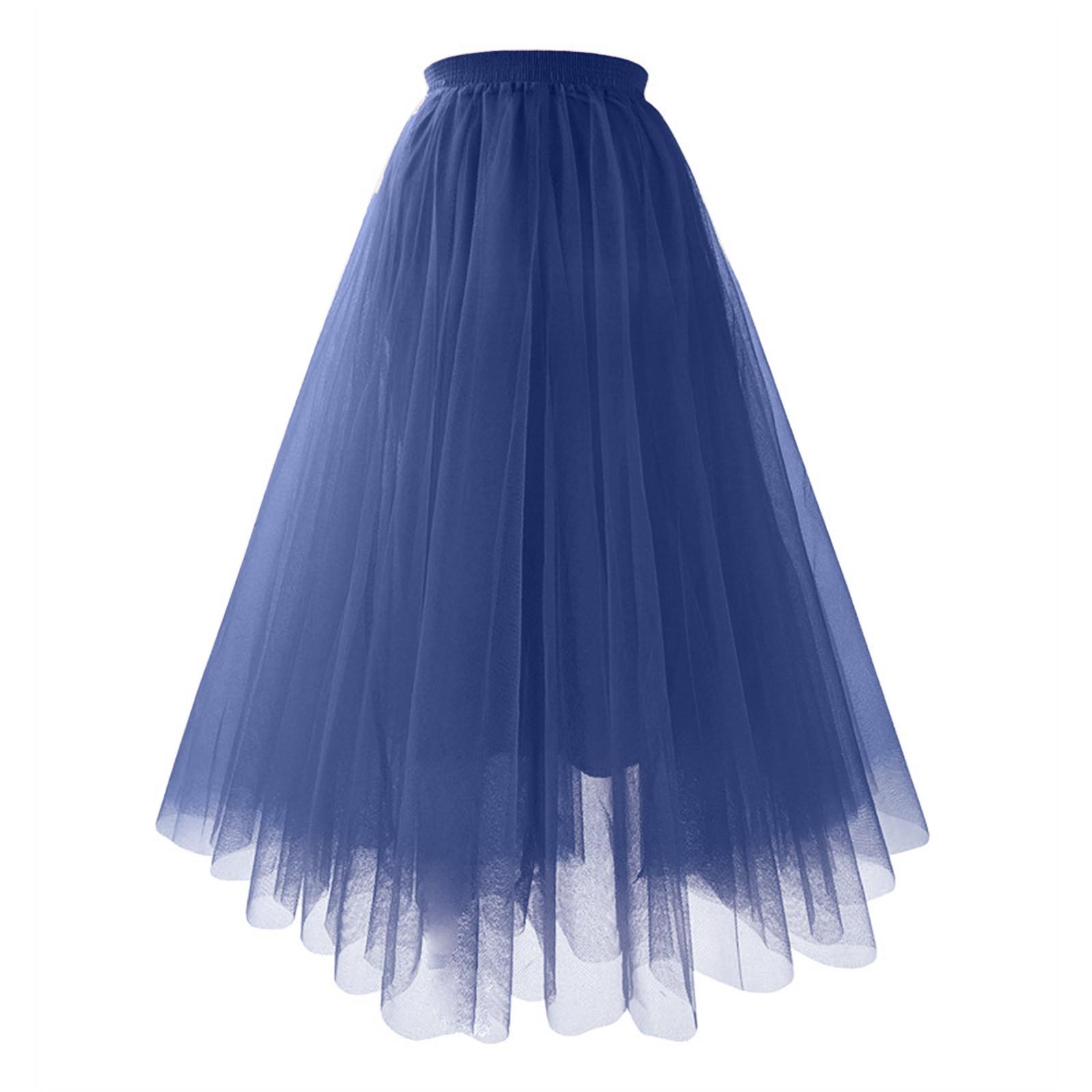 

Женская повседневная однотонная сетчатая плиссированная юбка А-силуэта с высокой талией, длинная утягивающая юбка из мягкой пряжи M тёмно-синий