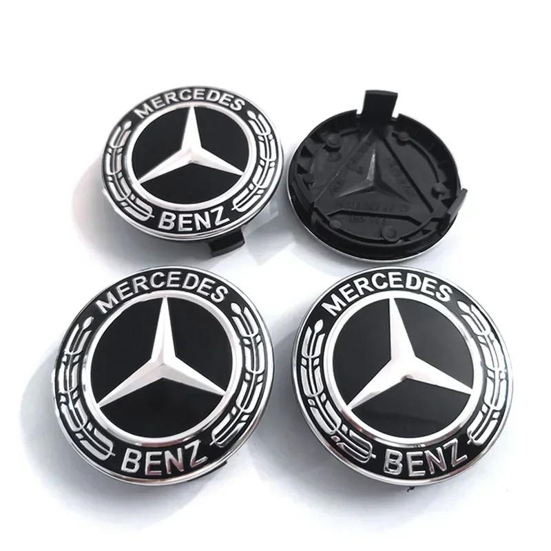 Für Mercedes Benz 4 Stück 75mm Mercedes Benz Felgendeckel für Mercedes Benz B/C/E/S-Klasse A-Klasse C200L GLC GLK CLA W126 Aut