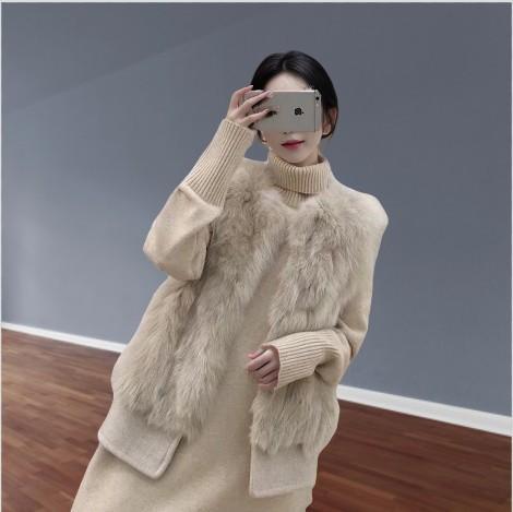 Europe, America, autumn and winter new artificial fur vest imitation fox hair splicing vest Mao Mao short coat women's clothing