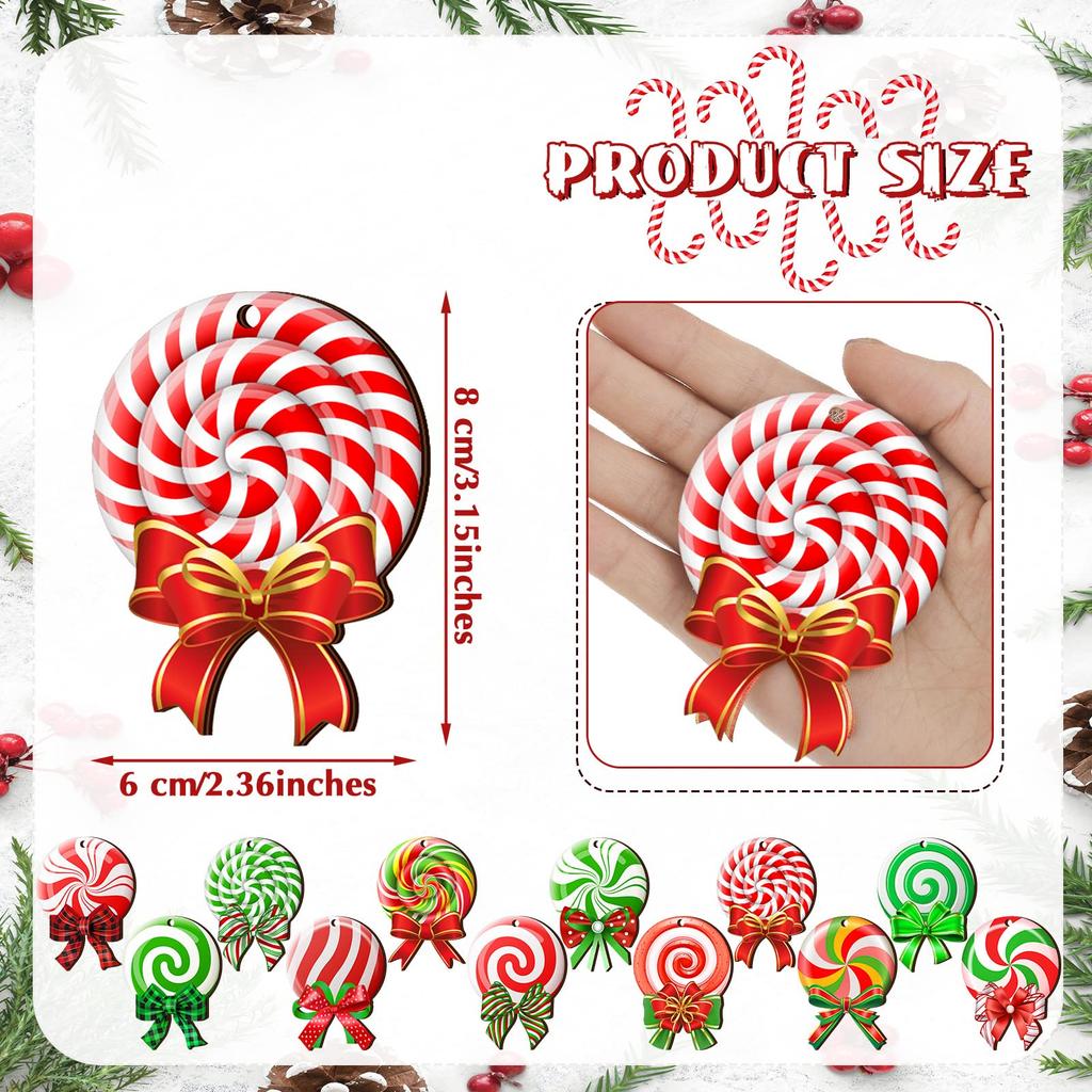 Peppermint Christmas Tree Ornaments Colorful Peppermint Wood Ornaments Lollipop Candy Christmas Ornaments