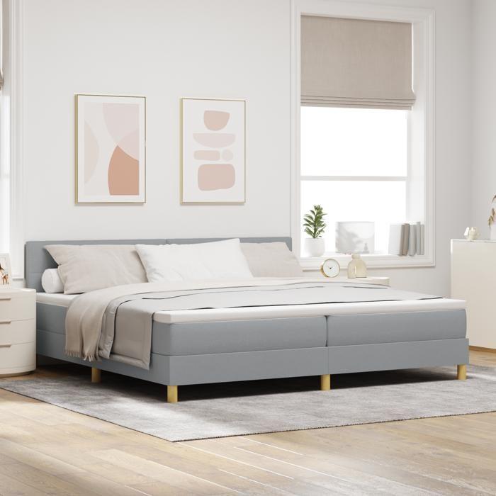 VidaXL Lit à ressort avec matelas & LED gris clair 200x200 cm en tissu 3342464