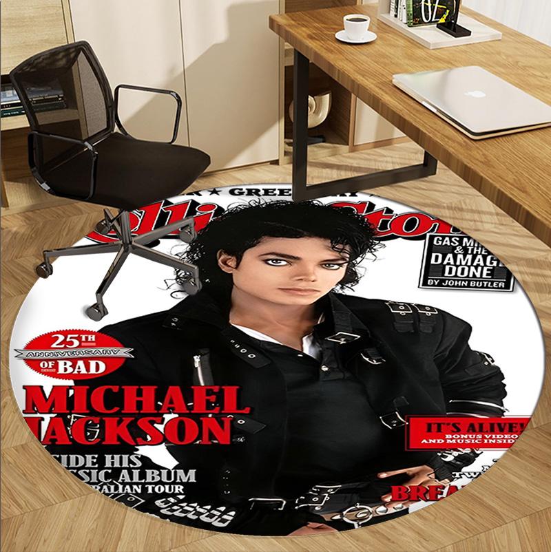 Michael Jackson Muster Runder Teppich, Innen-/Außenmatte, für Picknick, Spielzimmer, Schlafzimmer, Büro, Wohnzimmer, Heimdeko Teppich, Geburtstagsgeschenk