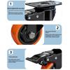 PVC Furniture Caster Wheels with Security Lock Swivel Plate Design 3/4/5in 1Pcs for Dresser Cabinet Moving Dolly
