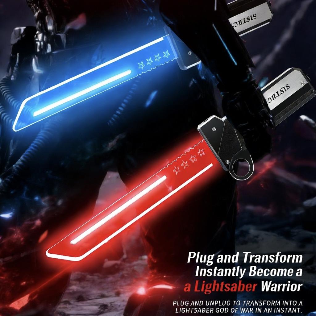 Photo artifact double-edged youth magic lightsaber red and blue light adjustment cool technology retractable and portable