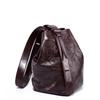 Faul Und Bequem Plissierte Erste Schicht Rindsleder Eimer Tasche Damen Premium Tragetasche Echtes Leder