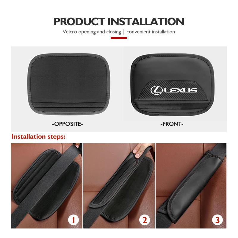 For Lexus Car Seat Belt Leather Safety Shoulder Covers Auto Accessories CT200H ES250 ES300H IS250 IS200 GS300 GS460 GX470 LS400