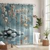 1Pc Tranquil Orchid And Stone Shower Curtain - Polyester Fabric, Machine Washable, Suitable For Bathroom Decor
