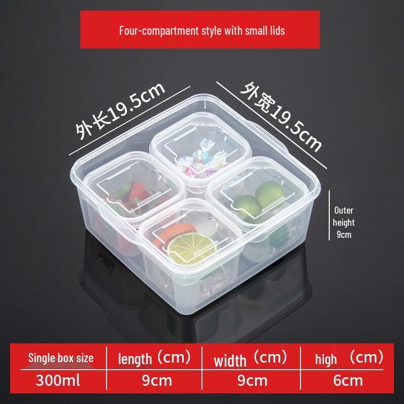 Commercial 4-Compartment Plastic Food Sample & Storage Boxes