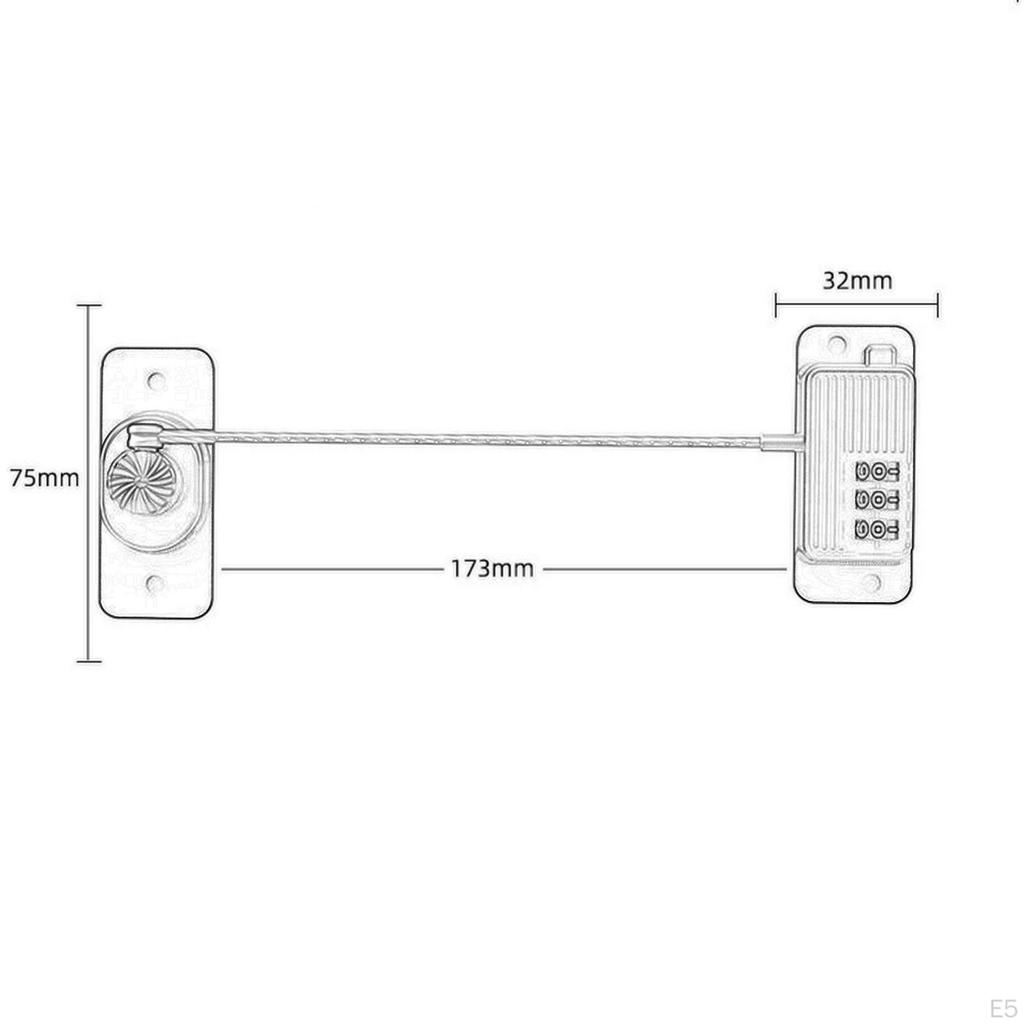 Cabinet Password Lock Refrigerator Latch 17.3cm Steel Cable Easily Install Privacy for