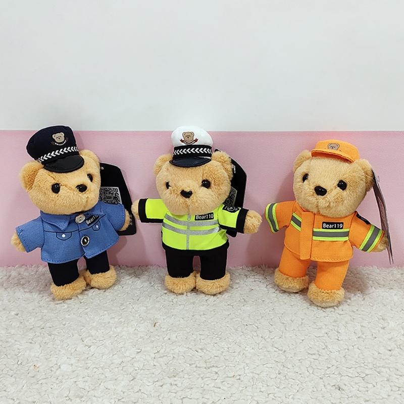 Cute Polices Bear Keychain Charm Unique Polices Bear Key Chain Soft Plush Keyrings Bag Decoration for Everyday Use