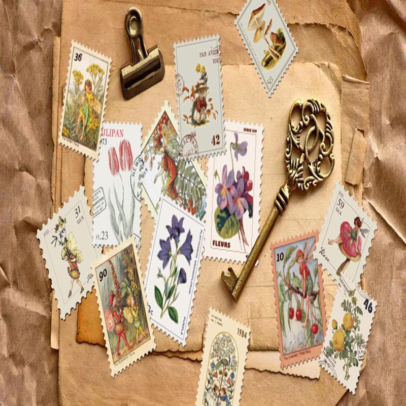 50 Stamp Effect Retro Landscape Oil Painting Style Scrapbook Stickers for Girls