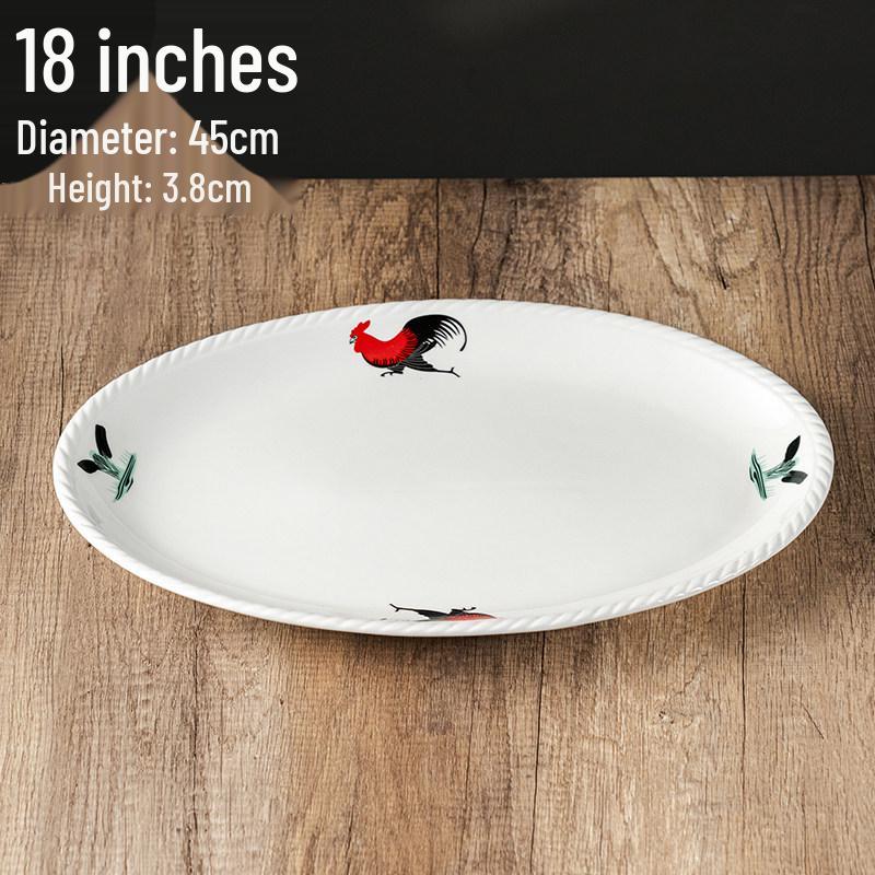 Rooster Series Nostalgic Oval Ceramic Serving Plate