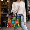 Colorful Ethnic Pattern Tote Bag Casual Fashion Large Capacity Daily Use Portable Shopping Handbag