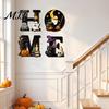 Holiday Home Accents Halloween HOME Letter Wall Hanging Ornament, Wooden Festive Decor with Ghost Skull Party Supplies Pumpkin Black Cat Bat Elements