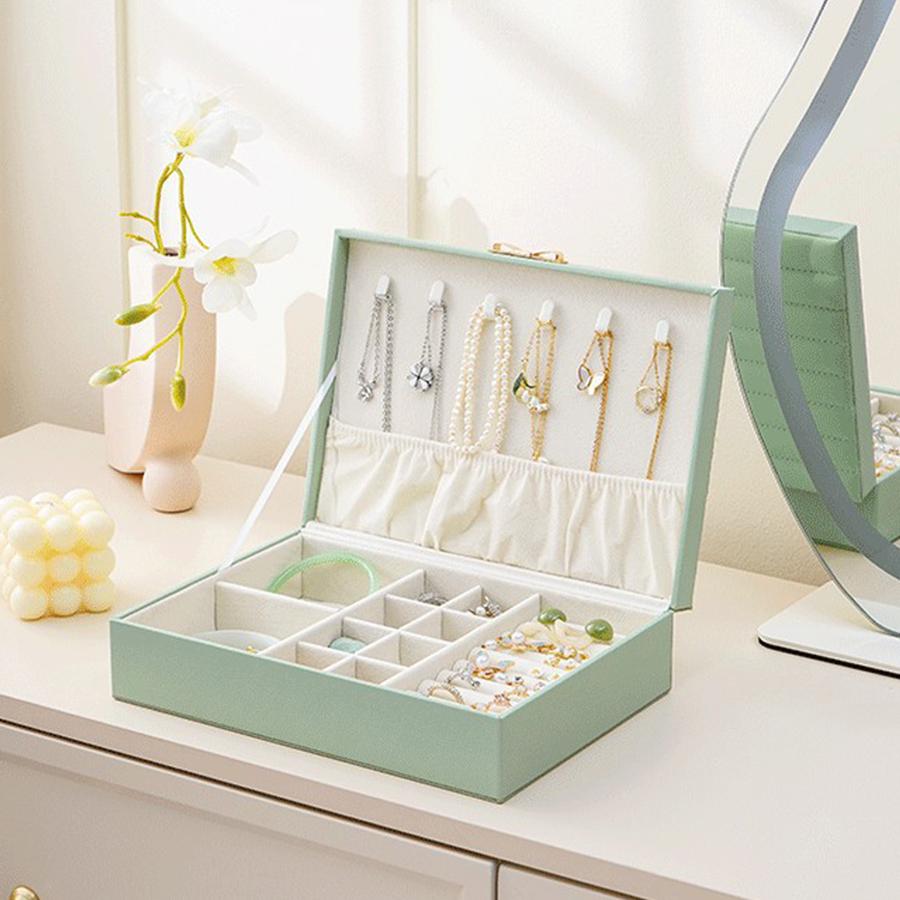 Portable Jewelry Box Jewelry Organizer Display Travel Jewelry Case Boxes Button Leather Storage Zipper Jewelers