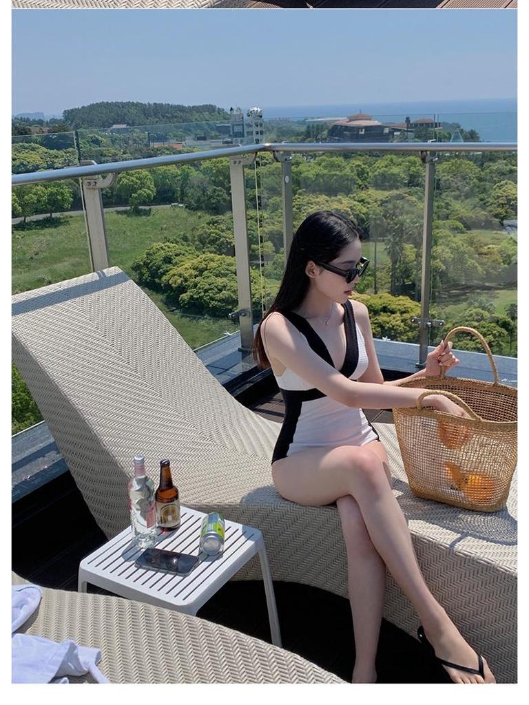 Japanese & Korean Women's Slimming Triangle One-Piece Swimsuit 2023 - New Style, Tummy Control, Conservative Design for Hot Springs