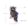High-end Luxury Diamond-encrusted Blue Owl Brooch Pin Women's Clothing Pin Accessories Retro Owl Brooch
