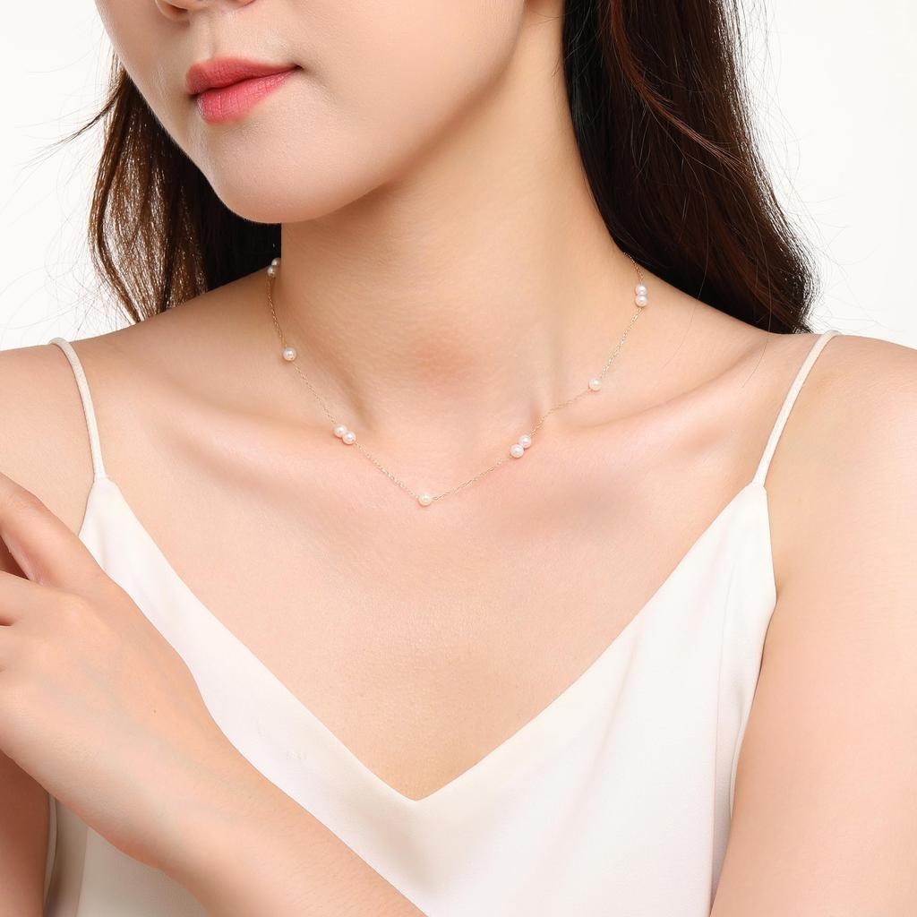 PEARL Made in Japan Natural Pearl Necklace for Genuine Akoya Casual and Everyday Wear Station [KOKO JEWELRY] Women, Pearls, (F.18 Pearls, Type)