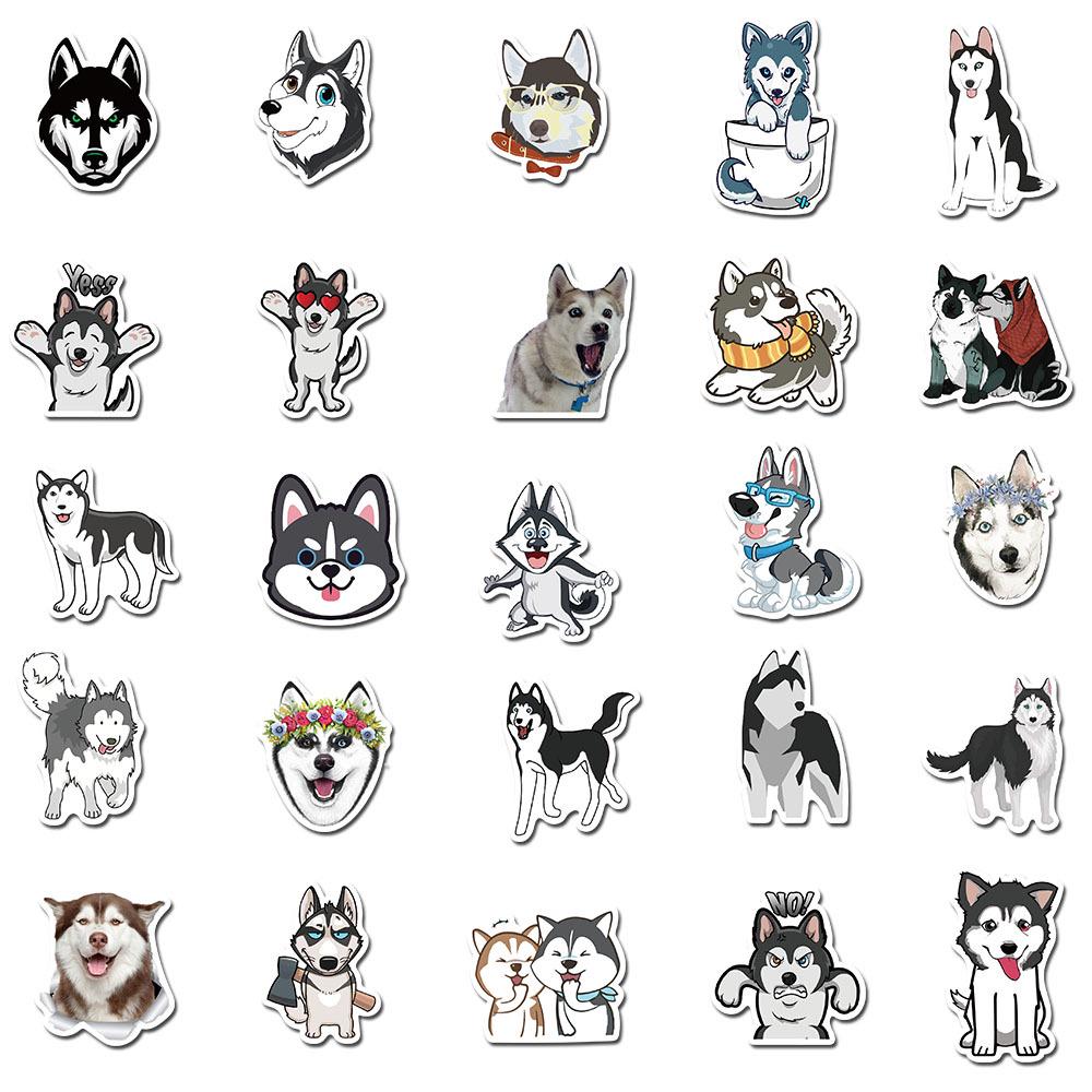 50 Cute Pet Husky Graffiti Stickers Suitcase Laptop Thermos Cup Computer Waterproof Fun Stickers