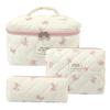 1 pièce Mignon Fleurs Coton Sac de Maquillage Femmes Fermeture Éclair Organisateur Cosmétique Tissu Sac à Main Forme Boîte Portable Étui de Toilette pour Filles