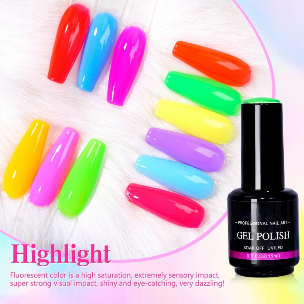 12 Farben Fluoreszierender Nagellack Gel Langlebige DIY Maniküre Nagelkunst