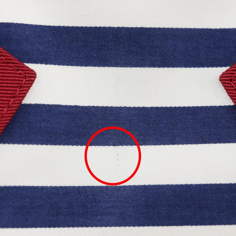 Chanel Chain Tote Tote Bag A47944 Cruise Line Border Navy Blue cotton/Nylon Women Used