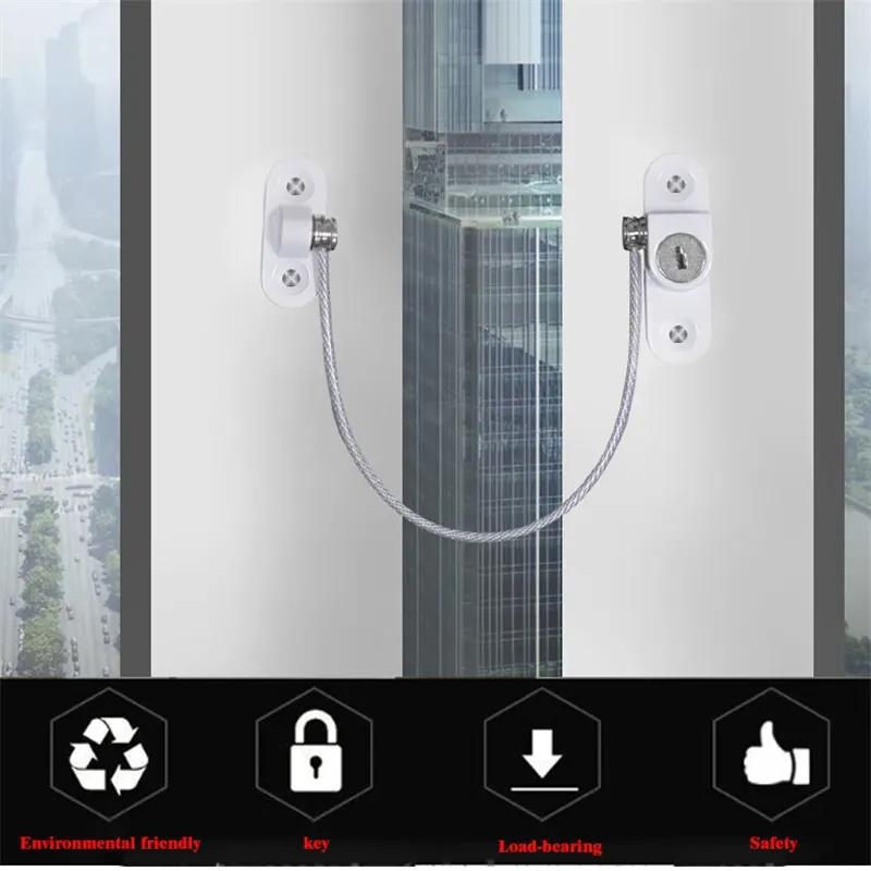 1pc Child Safety Lock Baby Care Window Lock Stainless Steel Cable Use Screws To Fix Baby Safety Accessories Security Protection
