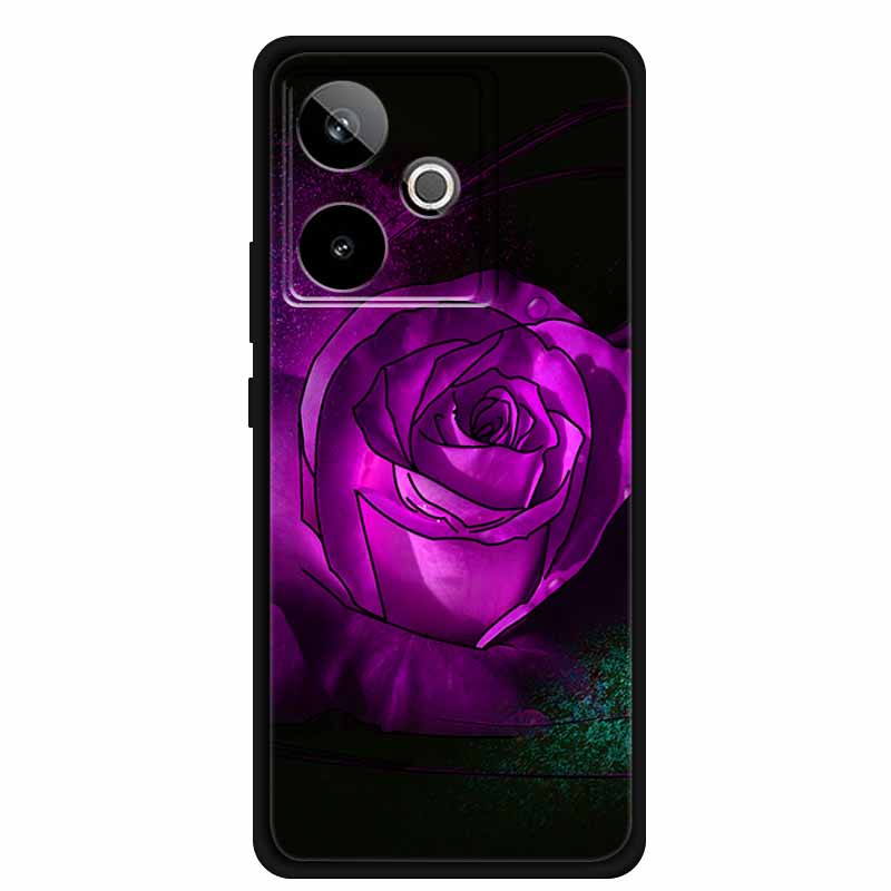 For Realme GT7 3D Relief Phone Case Emboss Flower Back Cover Black Silicone Shockproof Soft Protector 6.8" Realme GT 7T 7 T Capa