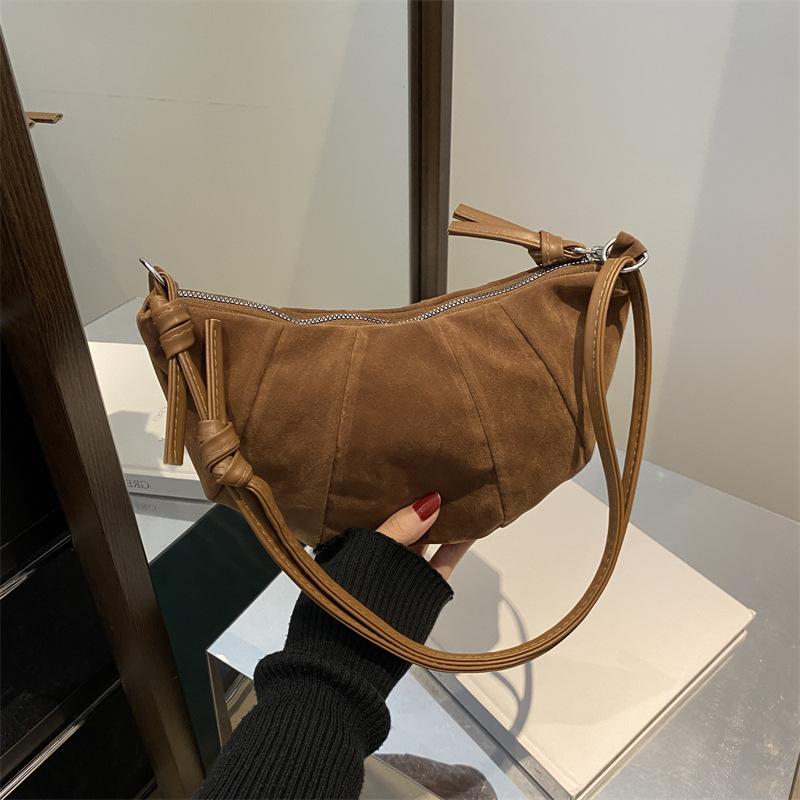 Large capacity splicing croissant 2025 autumn new fashion casual simple crossbody one shoulder dumpling bag women