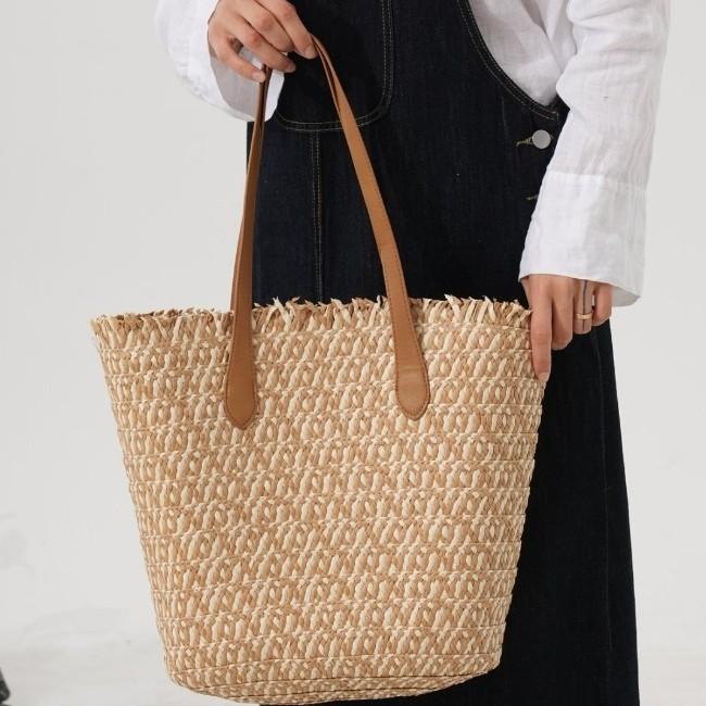 Summer Straw Woven Bag New Large-capacity Hand-woven Bag Straw Bag Tote Bag Women's Vacation Beach Shoulder Bag
