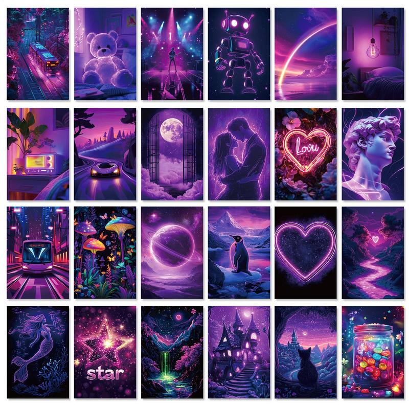 Wall Collage Postcard Set 50X Romantic Sunset Wall Collage Cards Decor Artistic Wall Pictures for Tile and Glass Walls Room
