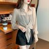 Thin Chiffon Shirt Women's Lace Up Cardigan Summer Outfit New Long Sleeve Sun Protection Shirt Top Women