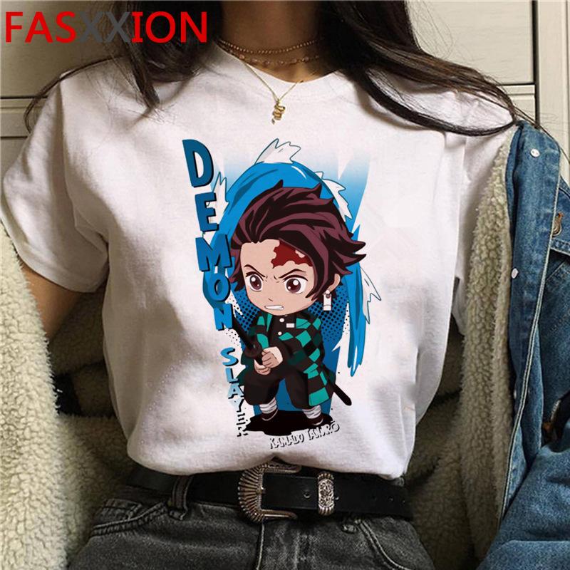 Casual Anime Demon Slayer Graphics Women Tee 90S Summer Short Sleeve O-Neck Female Tops Unisex Streetwear Y2K Clothing