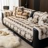 New Vintage Rabbit Plush Sofa Cushion Winter Thicken Plush Warm Straight-Line Leopard Sofa Throw Cover Anti-Slip Soft Fuzzy Mats
