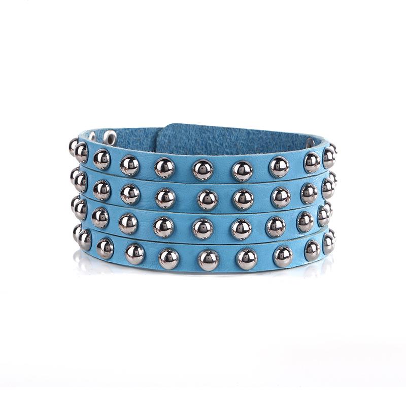 

Транскордонний панк-рок шкіряний плетений браслет синій