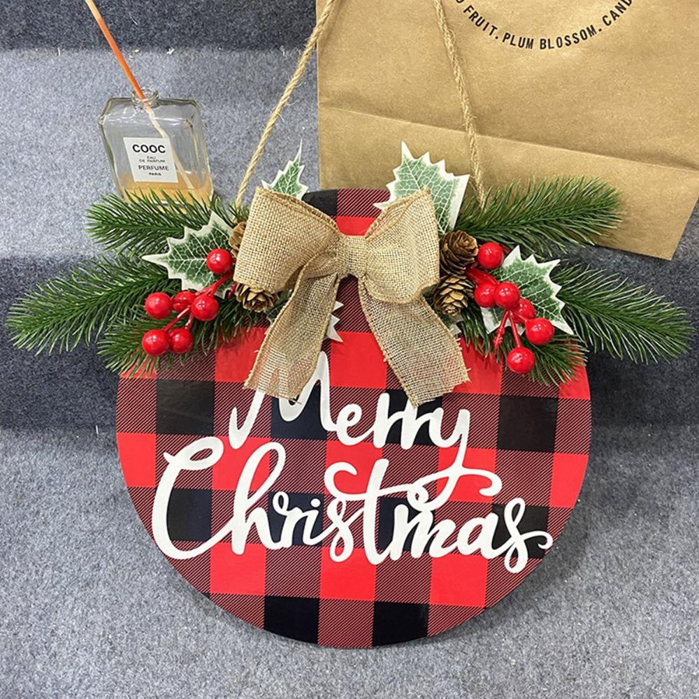 Wall Rustic Hanging Indoor Outdoor Burlap Merry Christmas Garland Artificial Wreath Door Sign
