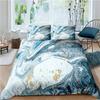 Schicker Marmor-Bettbezug aus Mikrofaser, Mint, Gold, Glitzer, Türkis, Bettwäsche-Set, abstrakt, Aquablau, Bettbezug für Einzelbett, Doppelbett, volle Größe