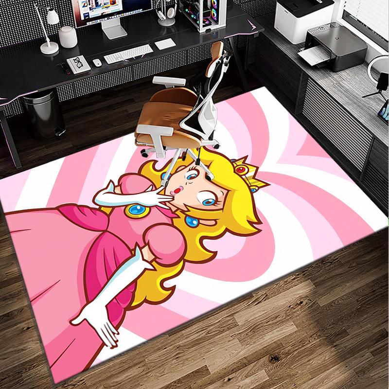 Princess Peach Adventure Office Rug Chair Mat, Game Carpet, Suitable for Front Door, Bedroom, Living Room, Desk, Holiday Gift