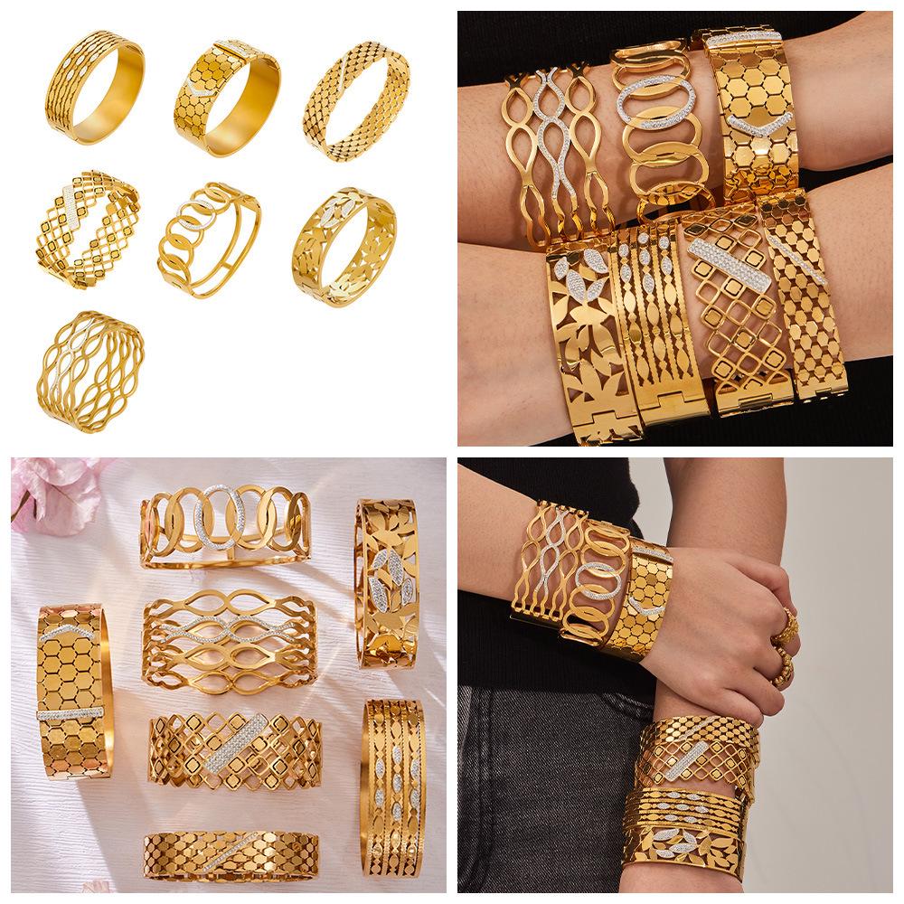 18k Gold-Plated Geometric Mesh Buckle Bracelet - Chic European & American Designer Fashion